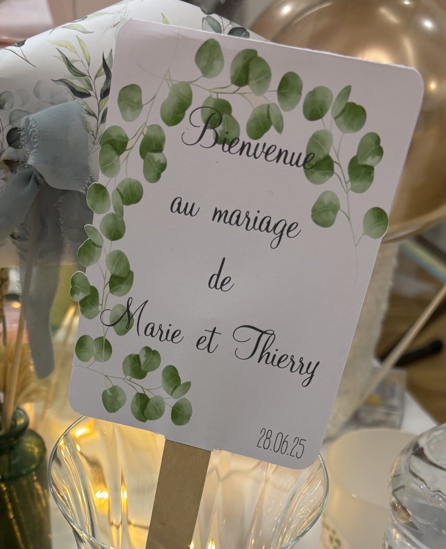 EVENTAIL PERSONNALISABLE MENU MARQUE-PLACE OU MESSAGE DES MARIES