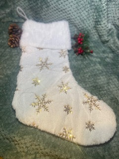 CHAUSSETTE DE NOEL AVEC ETOILES DOREES EN SEQUIN